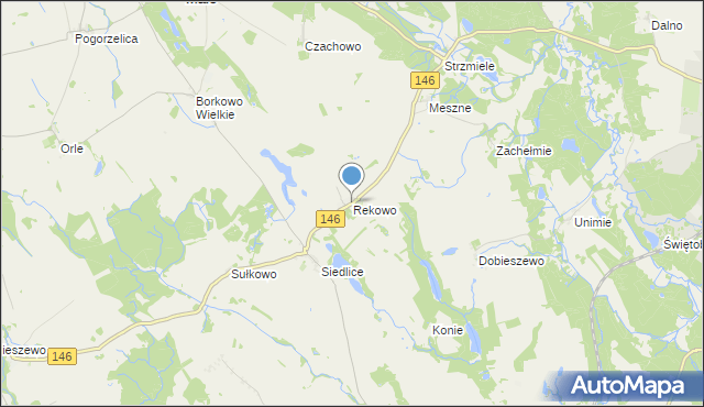 mapa Rekowo, Rekowo gmina Radowo Małe na mapie Targeo